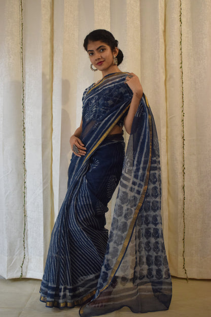 Kashyapi: Indigo Kota Doria Saree