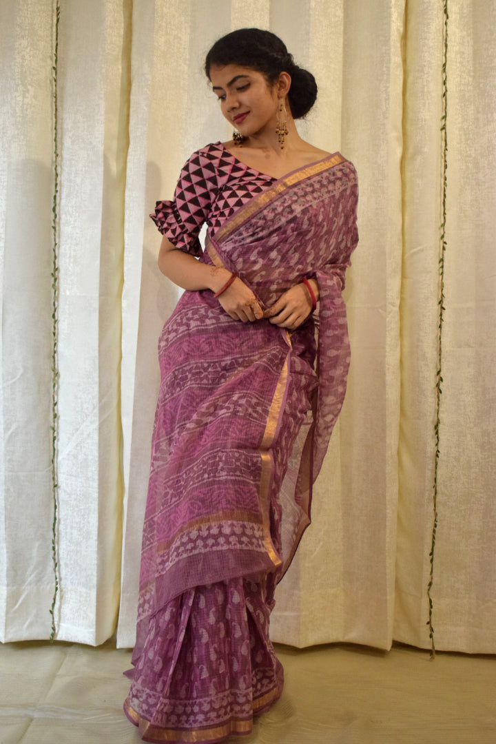 Sirisha: Pink Kota Doria Saree