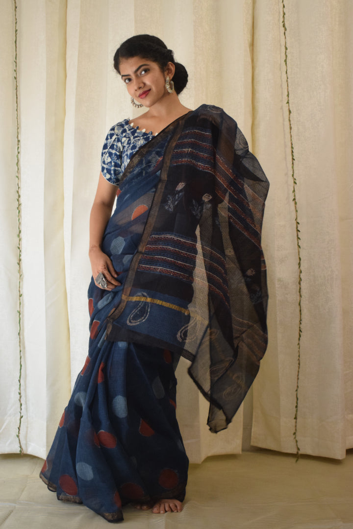 Erā: Indigo Kota Doria Saree