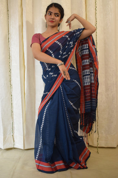 Neelimā: Blue Begumpuri Cotton Saree