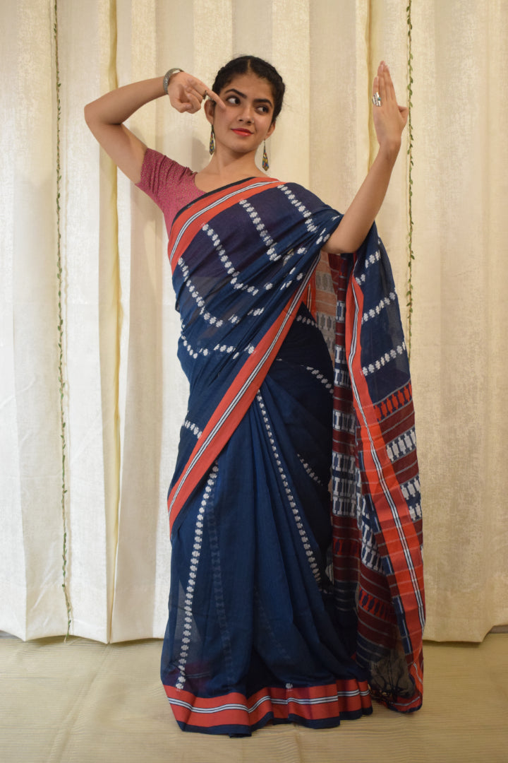 Neelimā: Blue Begumpuri Cotton Saree