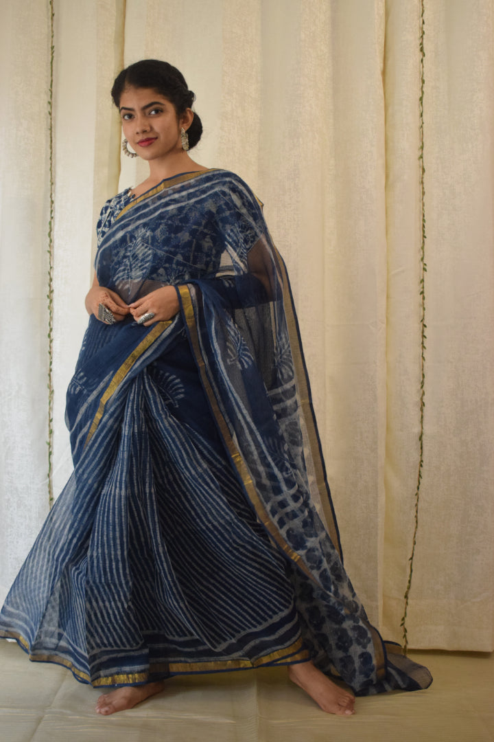 Kashyapi: Indigo Kota Doria Saree