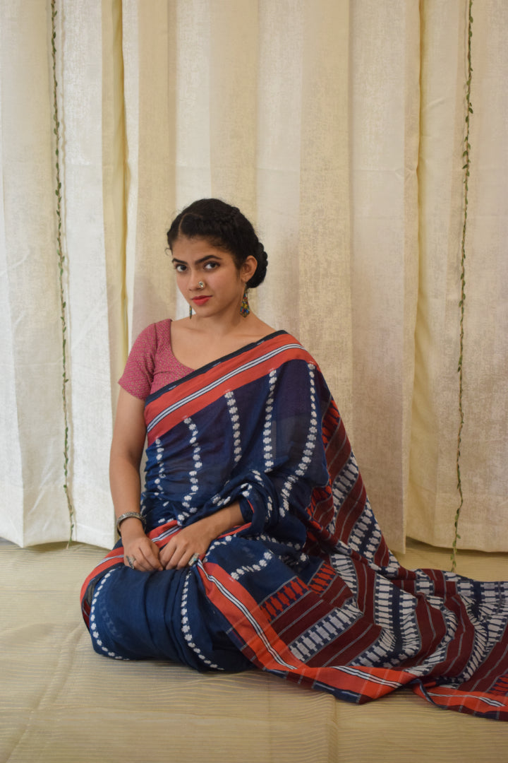 Neelimā: Blue Begumpuri Cotton Saree