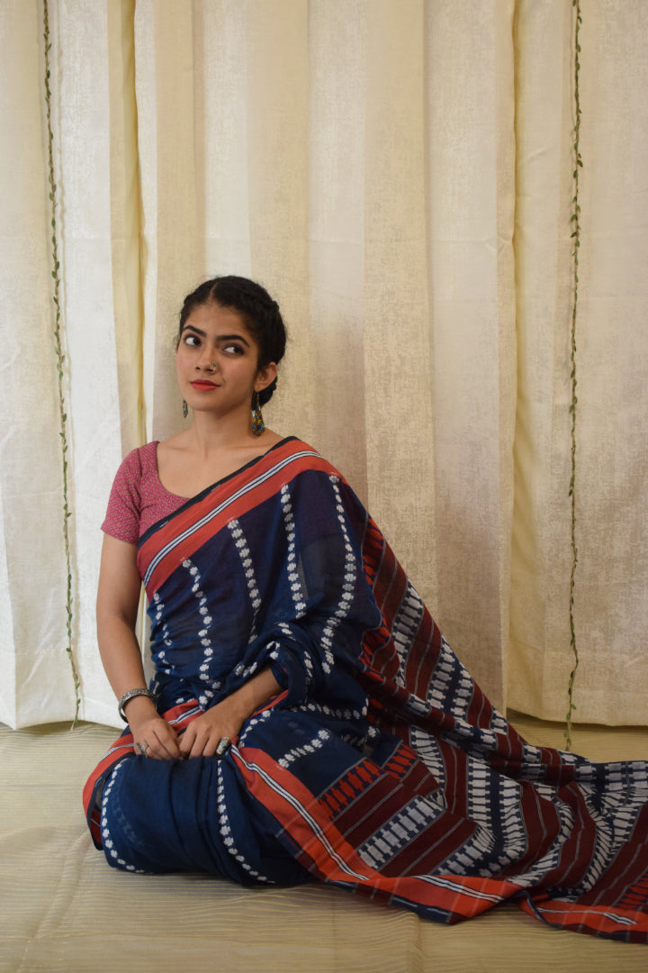 Neelimā: Blue Begumpuri Cotton Saree