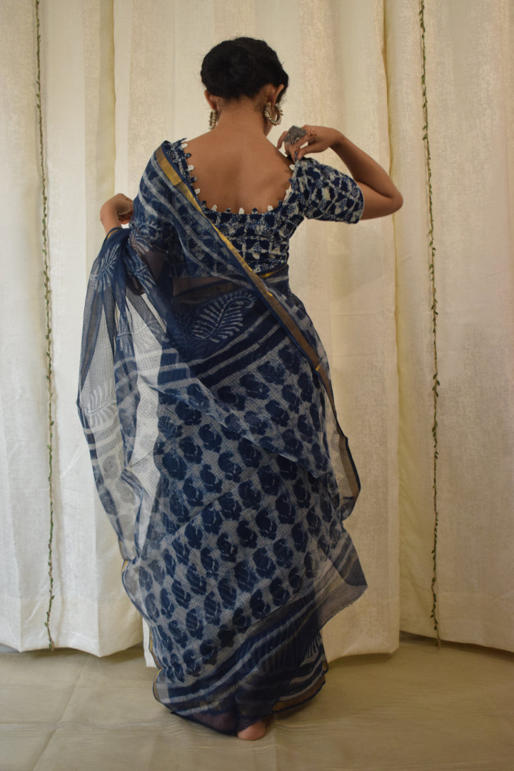 Kashyapi: Indigo Kota Doria Saree