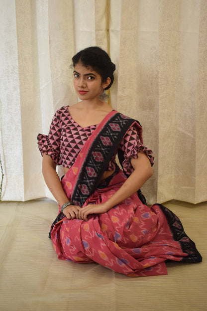 Dhriti- Pink Pochampally Cotton Ikat Saree