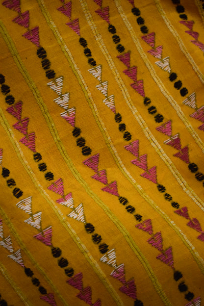 Malini: Amber yellow khadi cotton saree