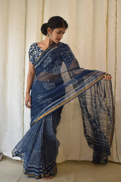 Kashyapi: Indigo Kota Doria Saree