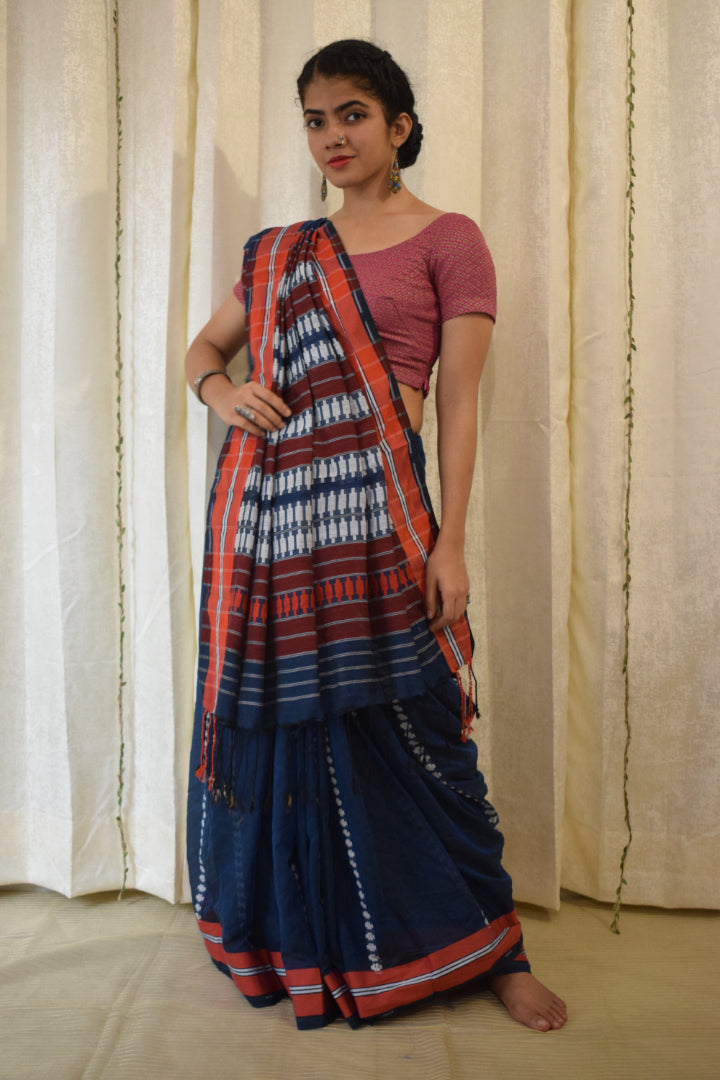 Neelimā: Blue Begumpuri Cotton Saree