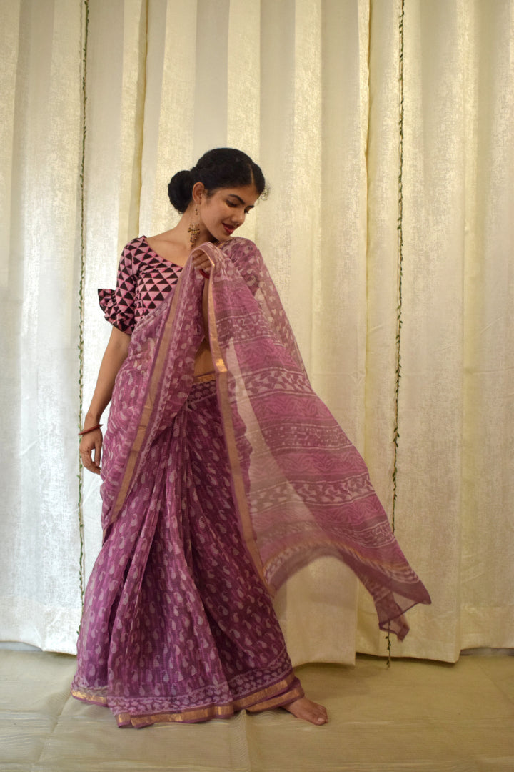 Sirisha: Pink Kota Doria Saree