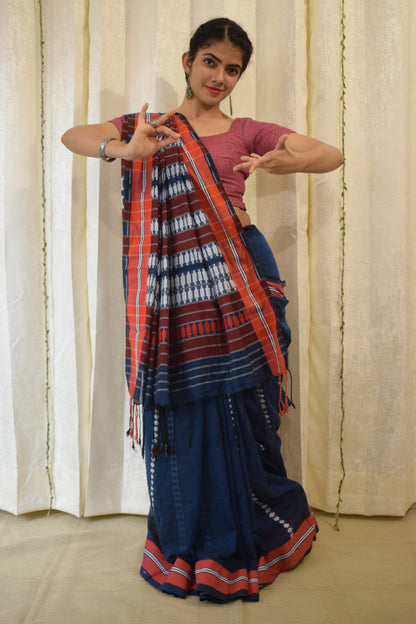 Neelimā: Blue Begumpuri Cotton Saree