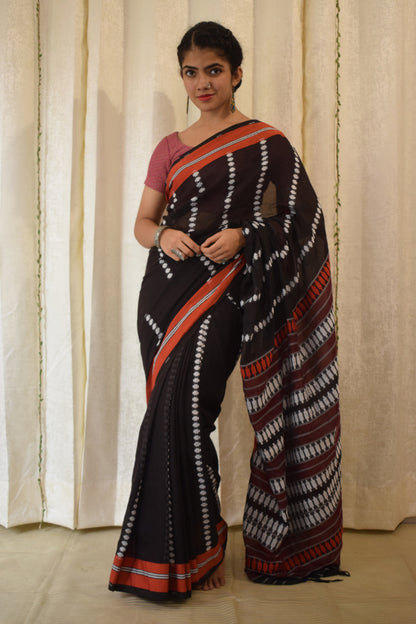 Asitāh: Black Begumpuri Cotton Saree