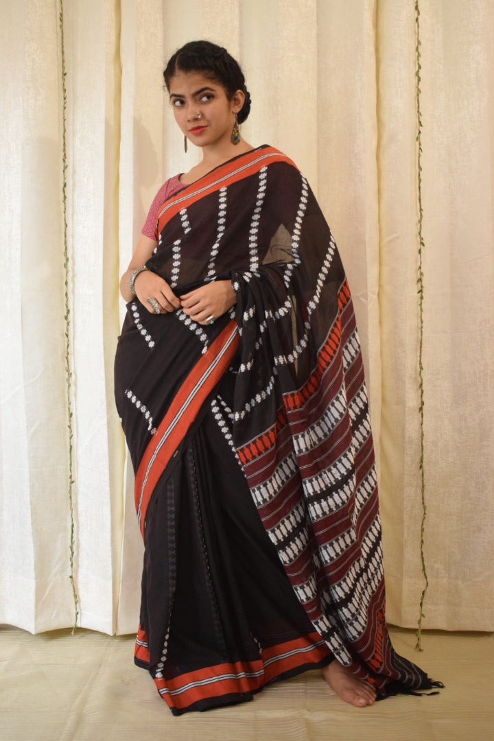 Asitāh: Black Begumpuri Cotton Saree