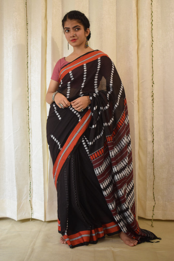 Asitāh: Black Begumpuri Cotton Saree