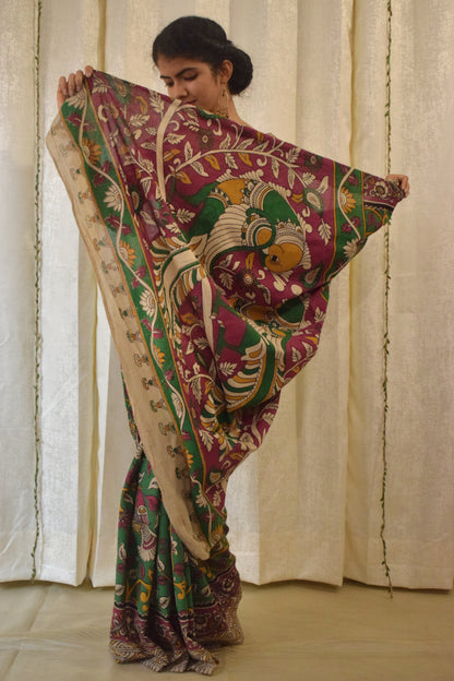 Āranya: Green Cotton Kalamkari Saree