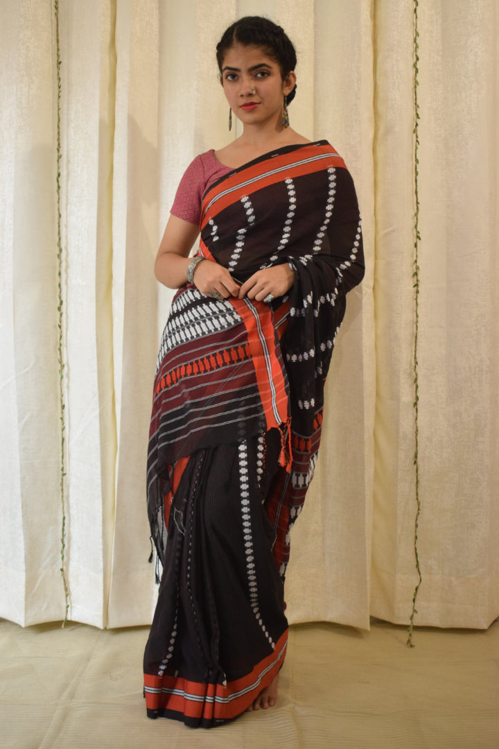 Asitāh: Black Begumpuri Cotton Saree