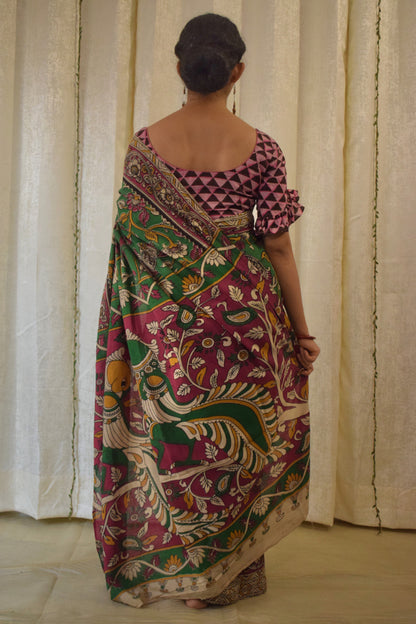 Āranya: Green Cotton Kalamkari Saree