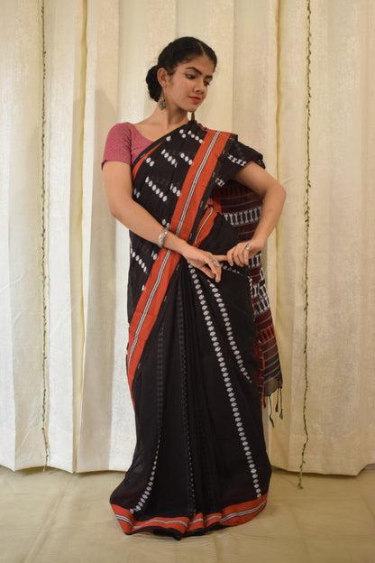 Asitāh: Black Begumpuri Cotton Saree