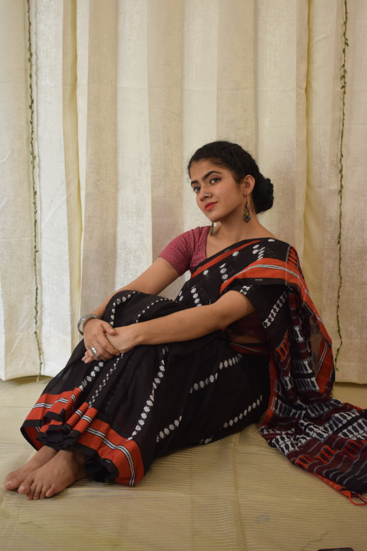 Asitāh: Black Begumpuri Cotton Saree