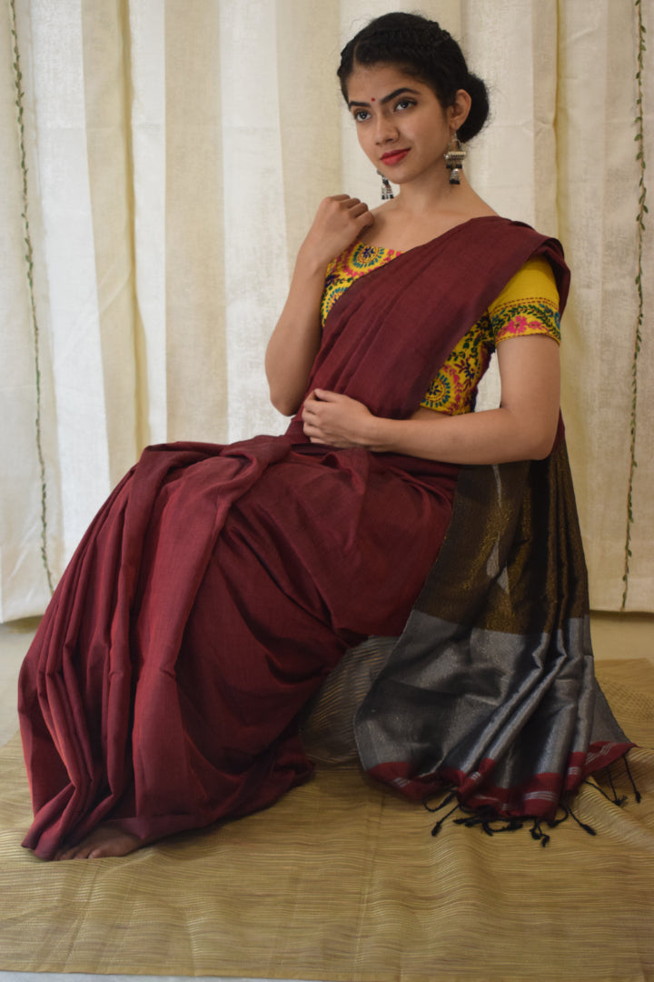 Devika - Red Cotton Saree