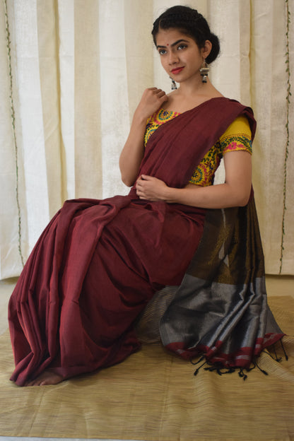 Devika - Red Cotton Saree