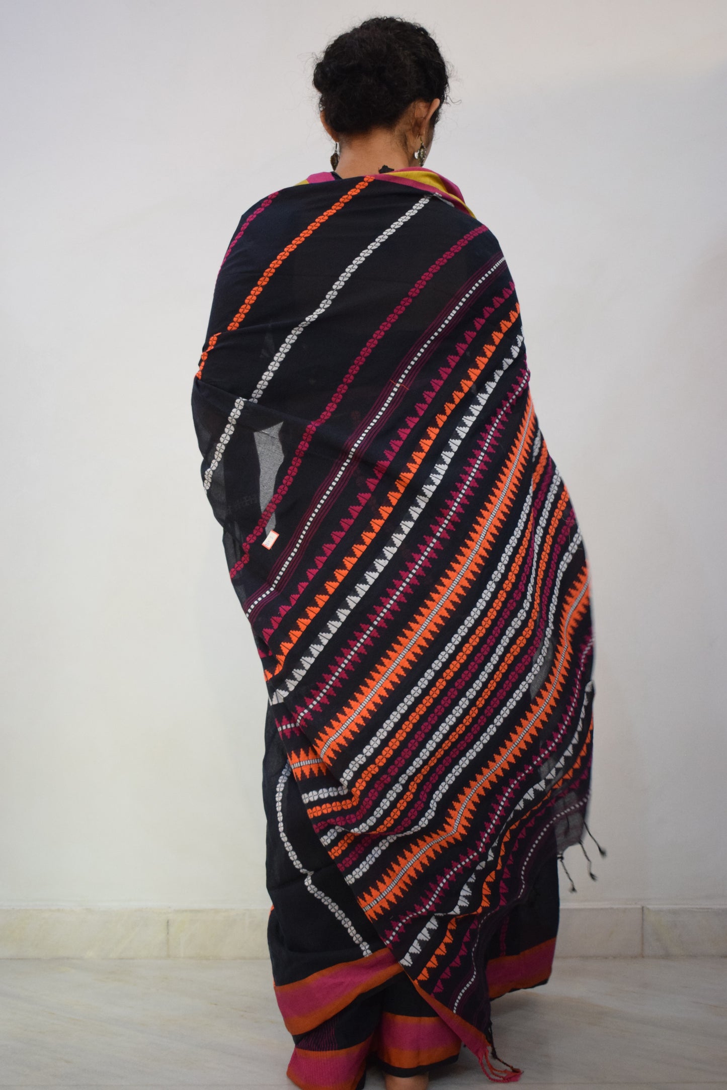 Krishnāh: Black Begumpuri Cotton Saree