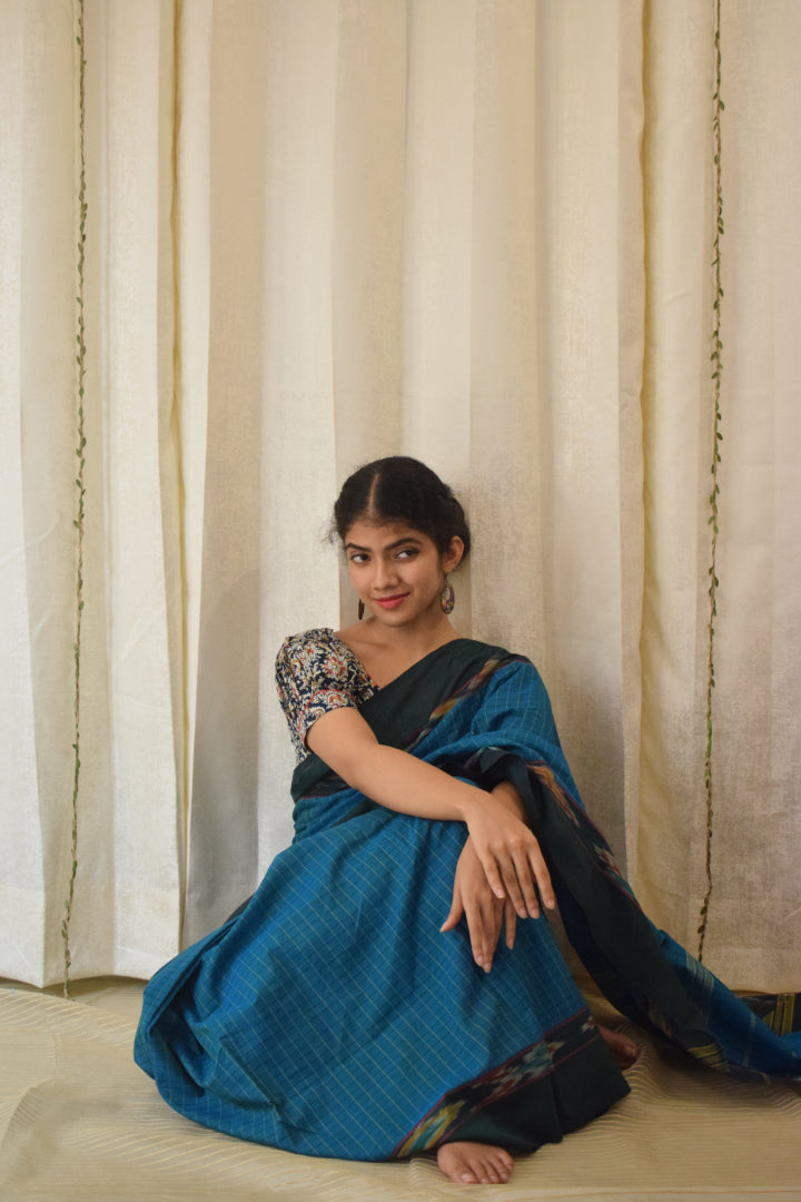 Leepakshi: Teal Blue Chettinadu Cotton Saree