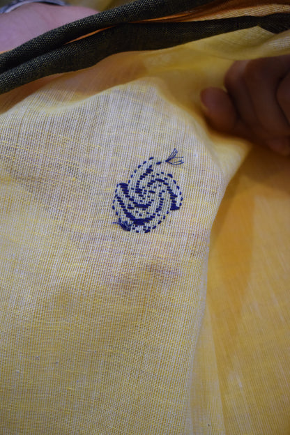 Tānisi- Yellow Khadi Cotton Jamdani Saree