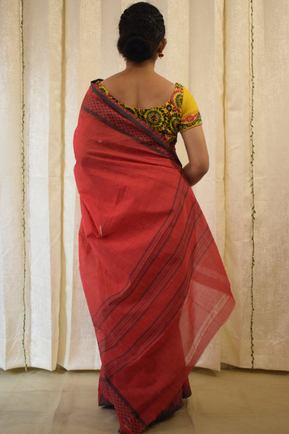 Kamya- Red Cotton Chettinadu Saree