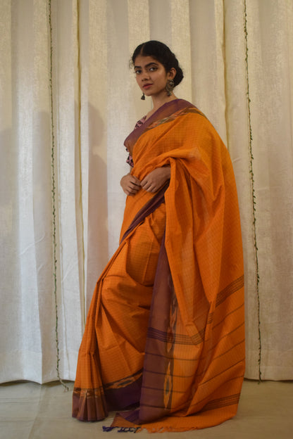 Udyati: Honey Yellow Cotton Ikat Saree