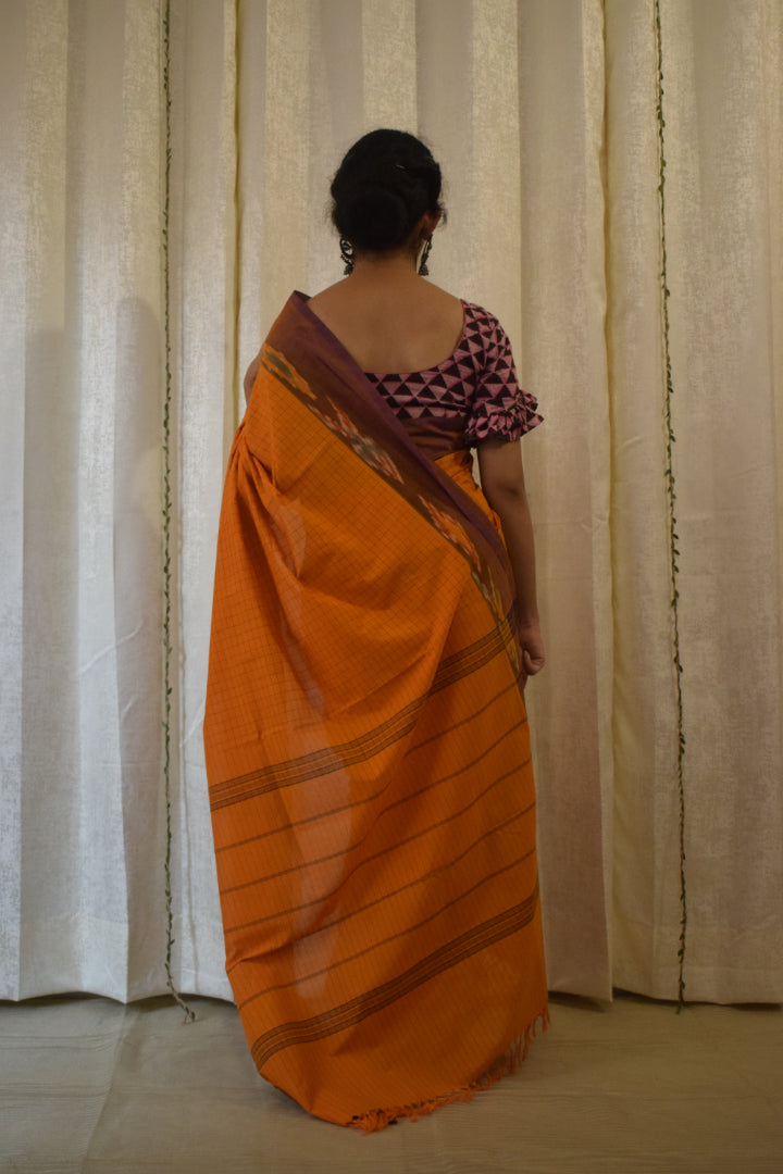 Udyati: Honey Yellow Cotton Ikat Saree