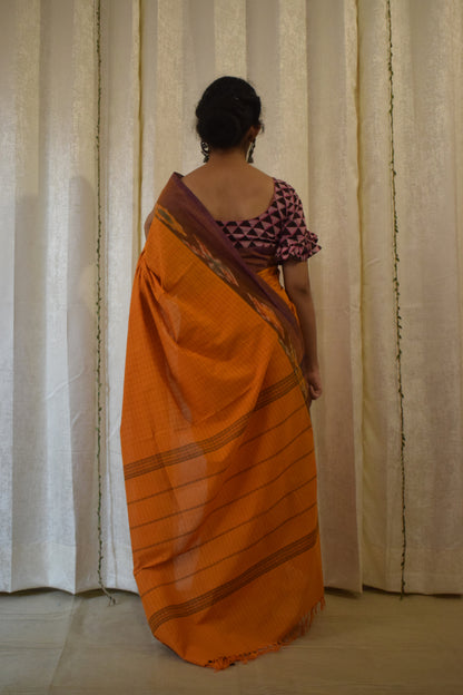 Udyati: Honey Yellow Cotton Ikat Saree