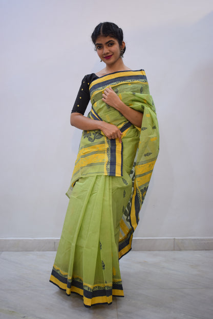 Loukyā- Green Cotton Tangail Saree