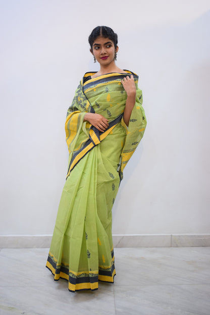 Loukyā- Green Cotton Tangail Saree