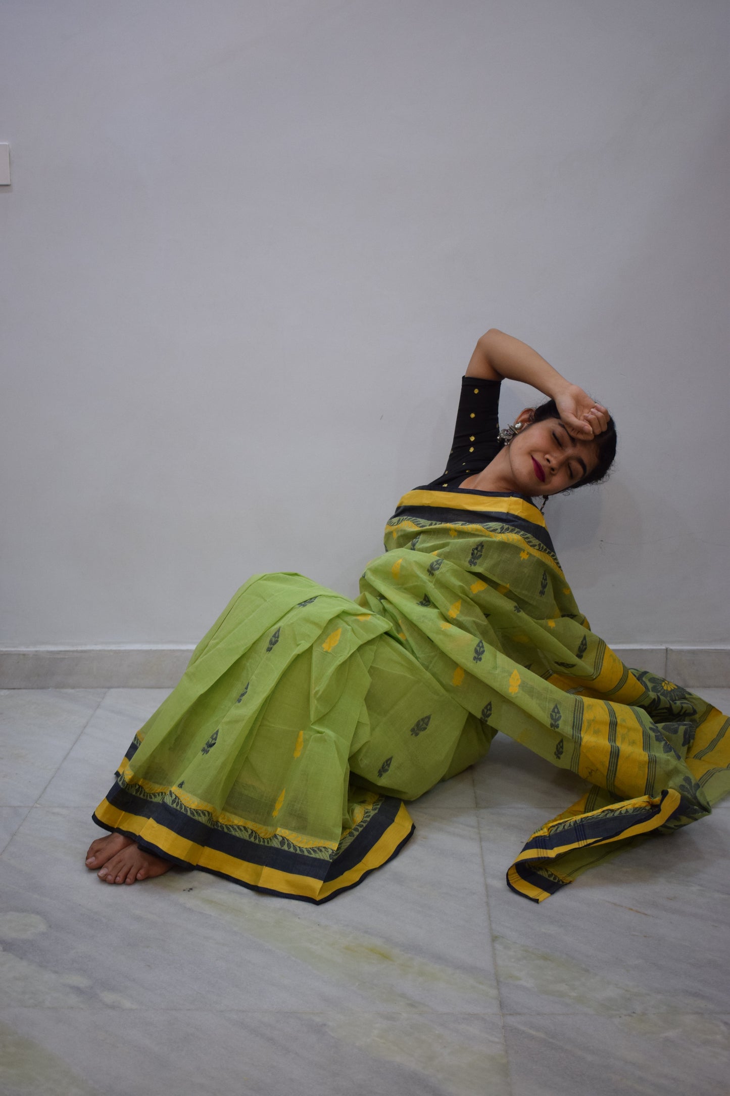 Loukyā- Green Cotton Tangail Saree