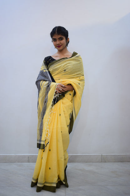 Kimāyā- Yellow Khadi Jamdani Saree