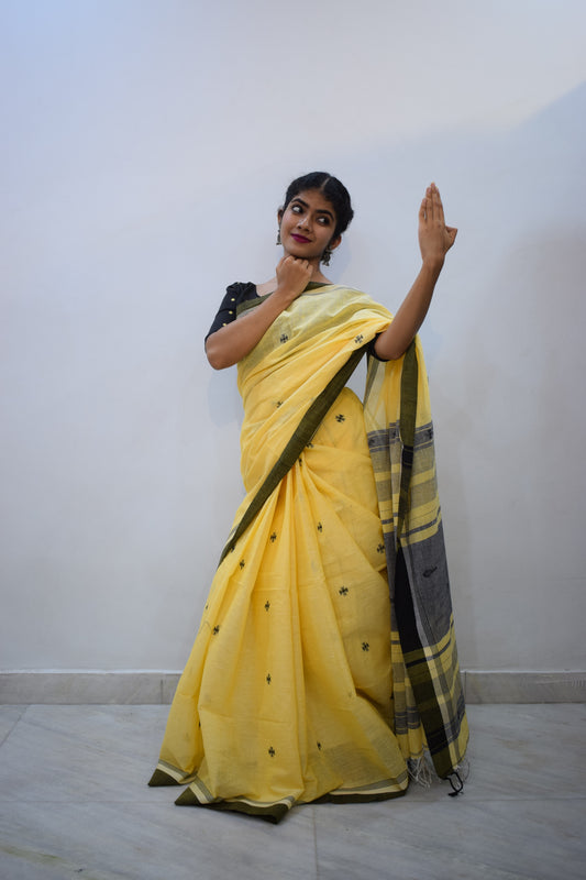 Kimāyā- Yellow Khadi Jamdani Saree