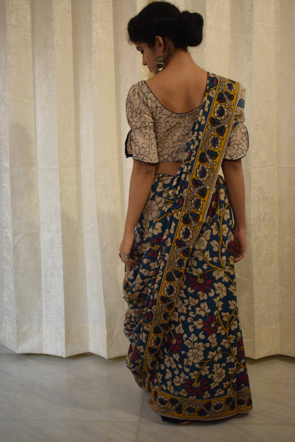 Neelānjali- Blue Cotton Kalamkari saree