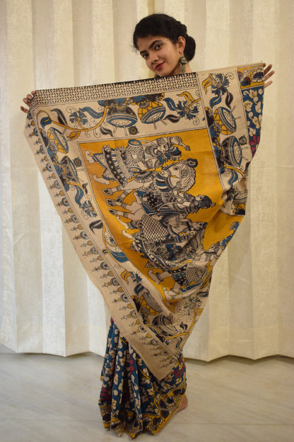 Neelānjali- Blue Cotton Kalamkari saree