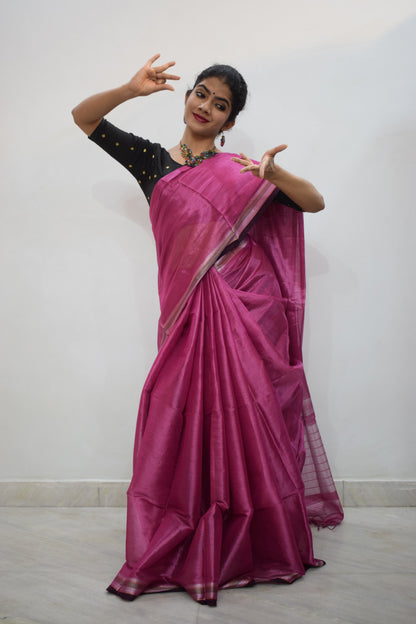 Rājāsi-  Pink Mulmul-Zari Saree