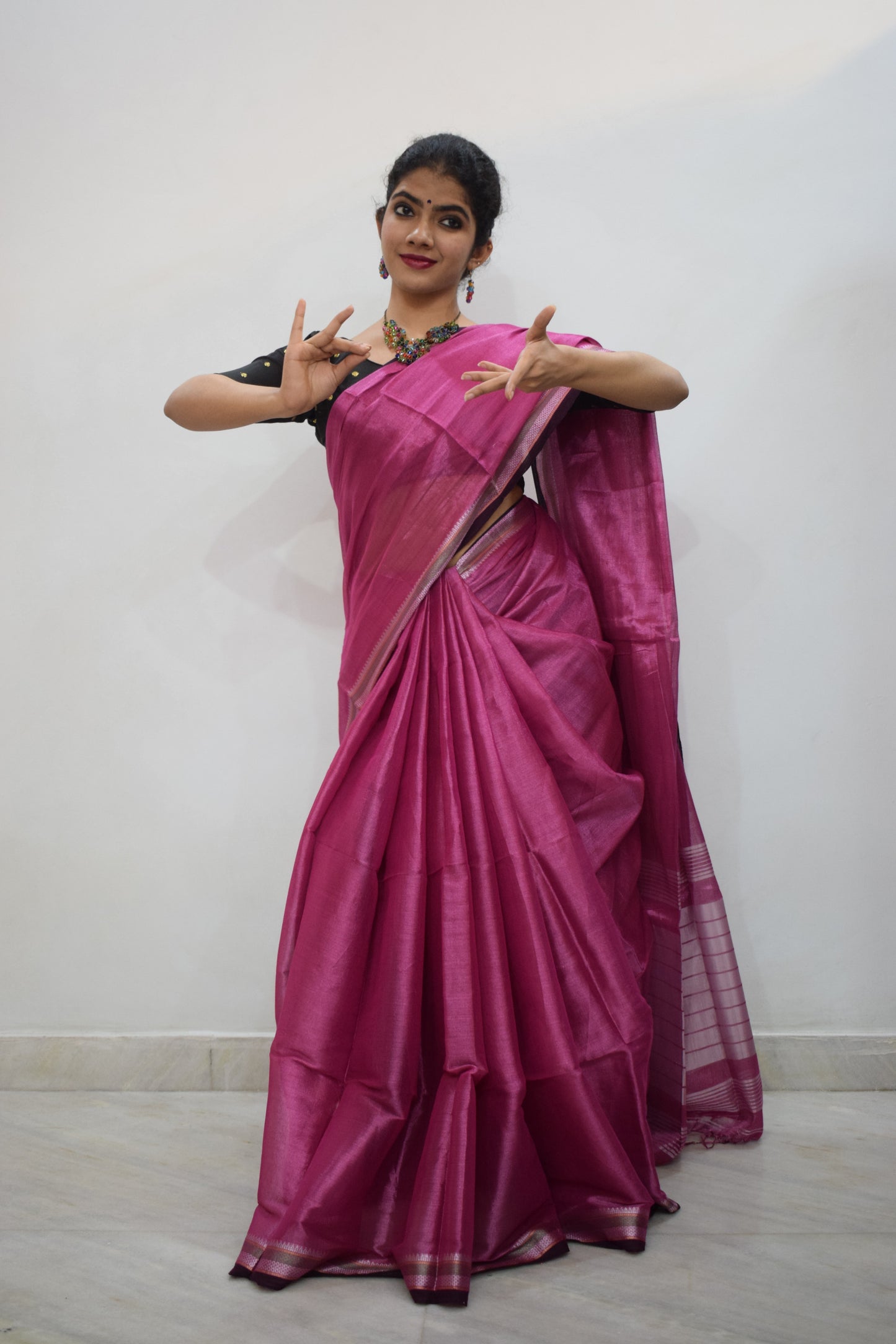 Rājāsi-  Pink Mulmul-Zari Saree