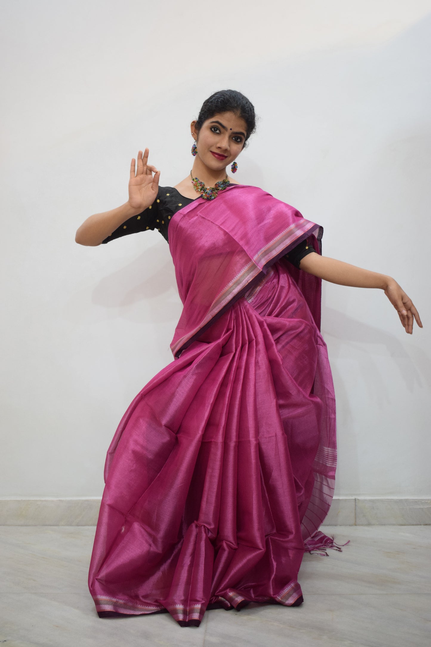 Rājāsi-  Pink Mulmul-Zari Saree