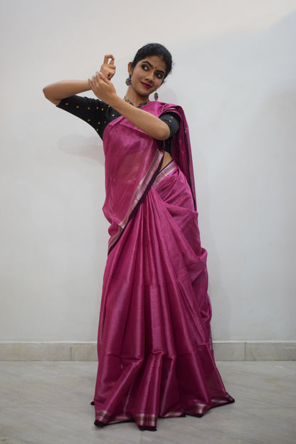 Rājāsi-  Pink Mulmul-Zari Saree