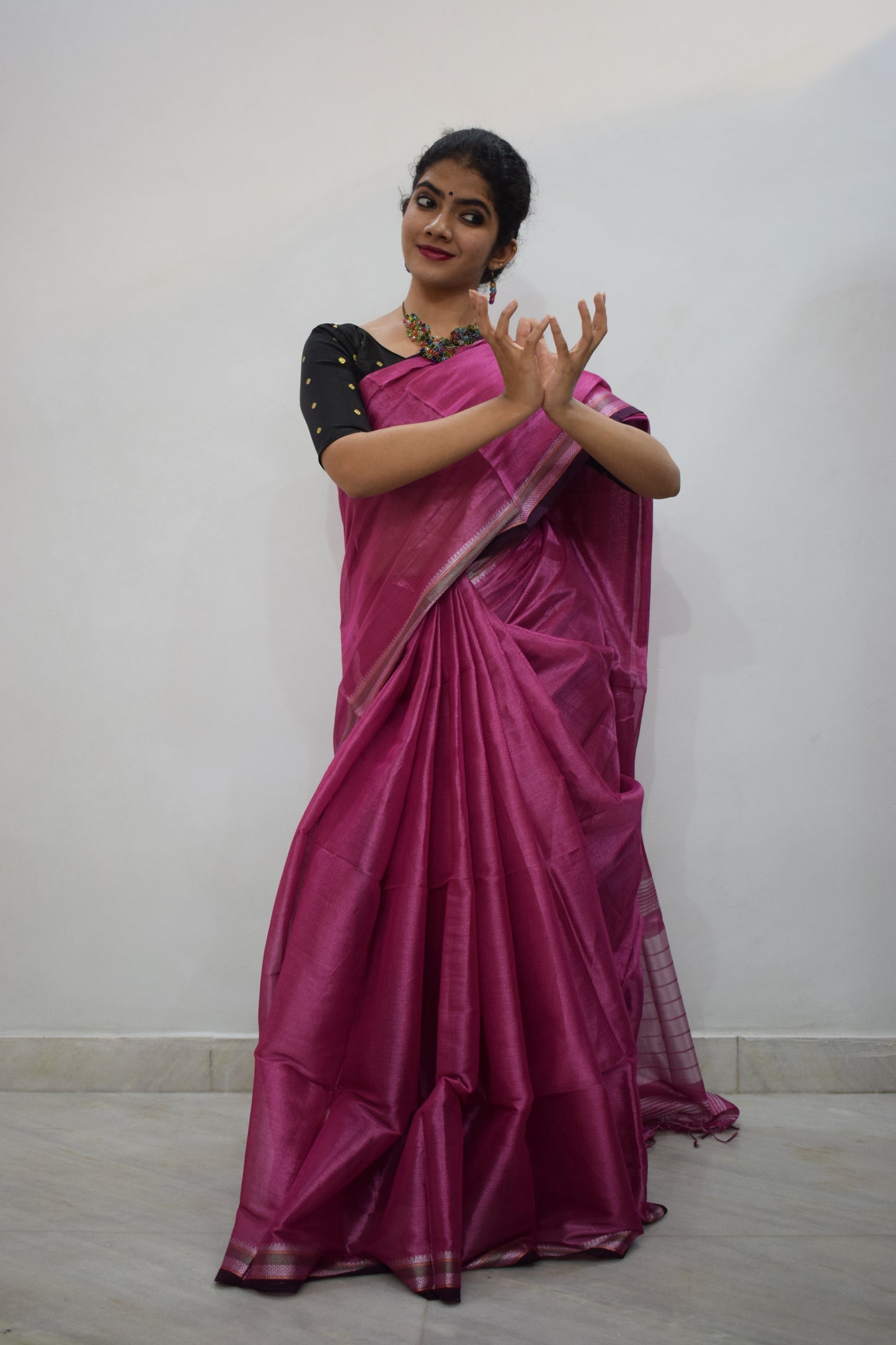 Rājāsi-  Pink Mulmul-Zari Saree