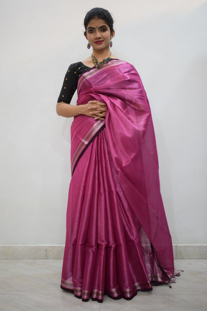 Rājāsi-  Pink Mulmul-Zari Saree