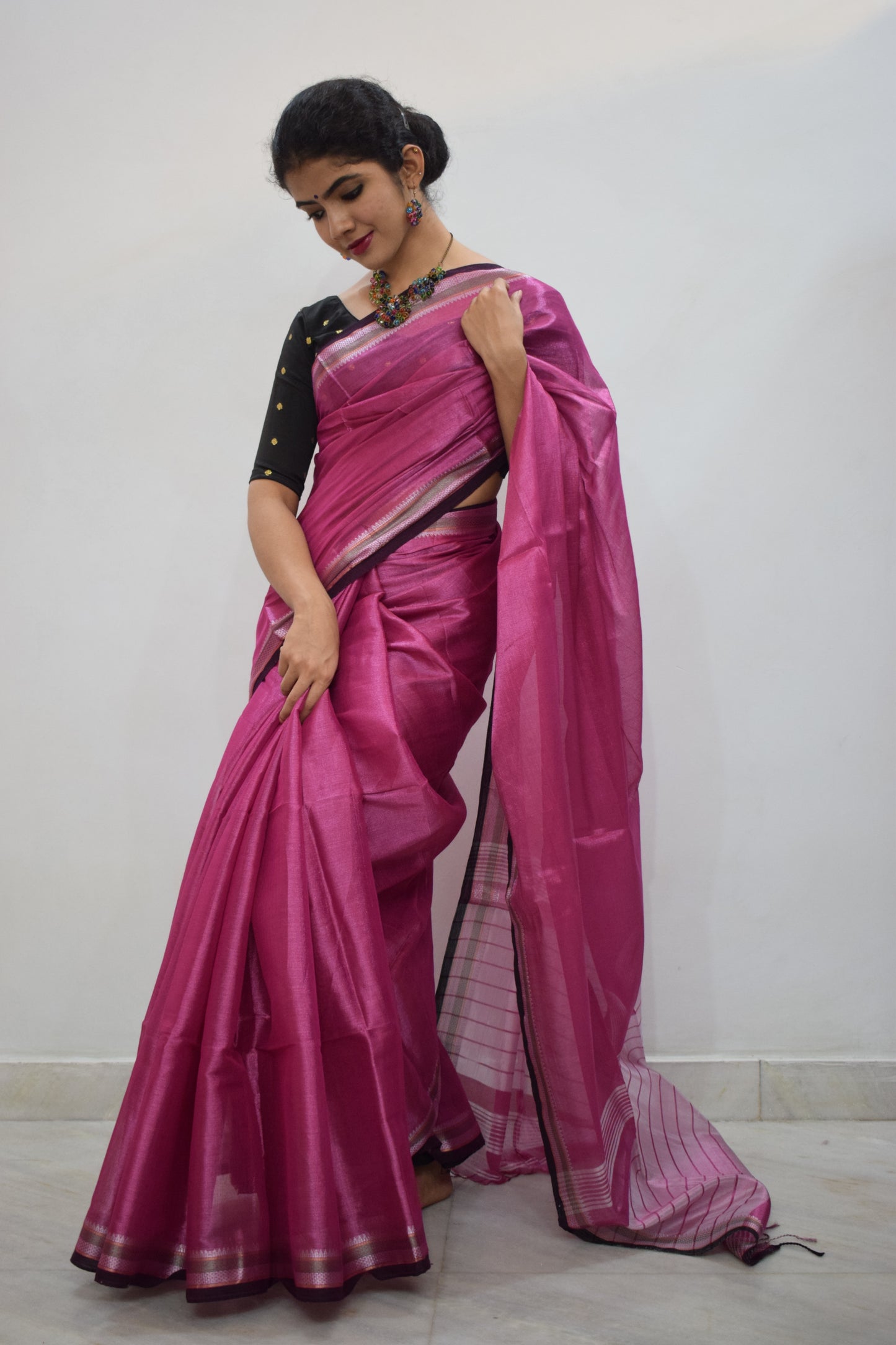 Rājāsi-  Pink Mulmul-Zari Saree