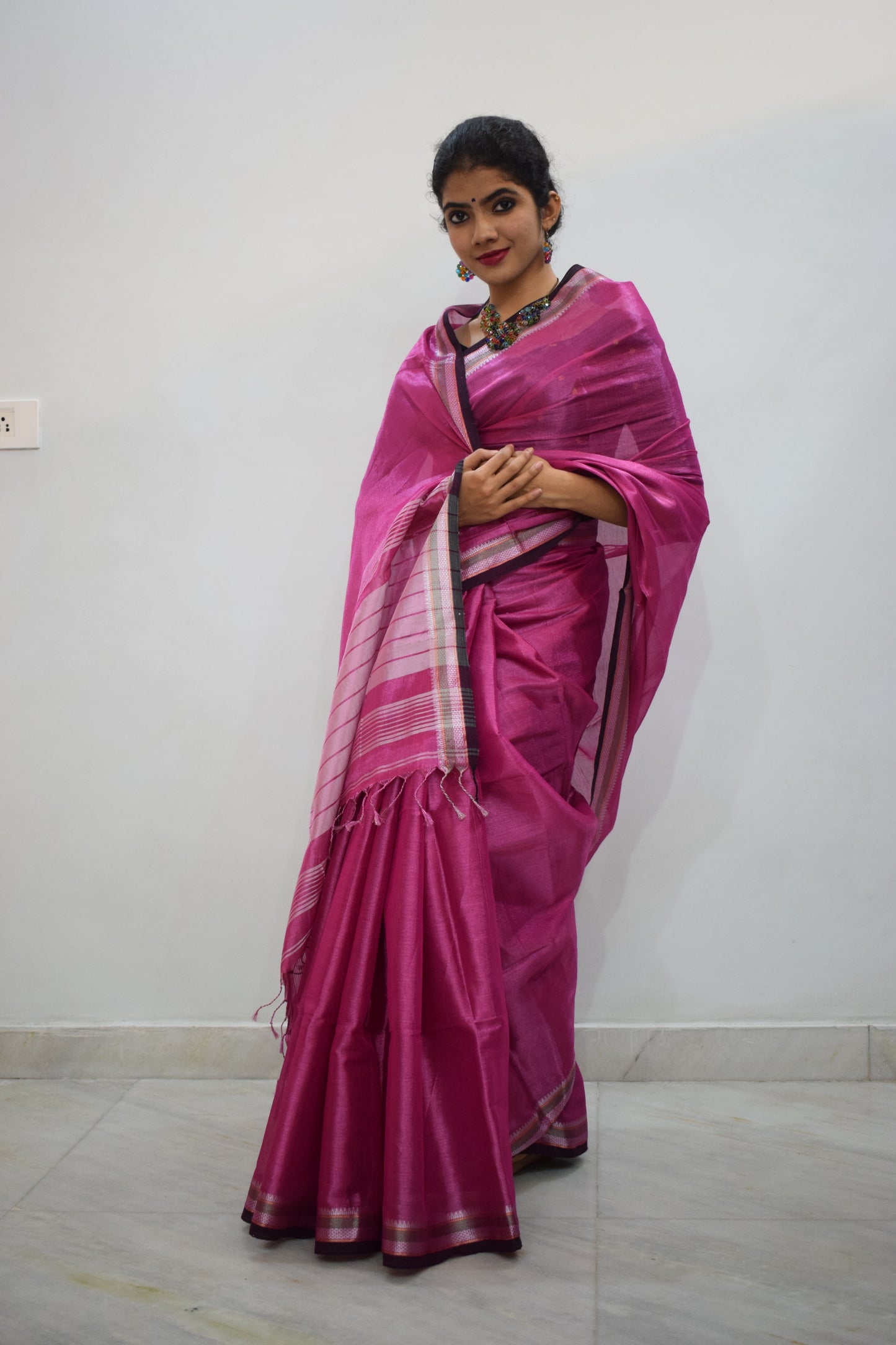 Rājāsi-  Pink Mulmul-Zari Saree