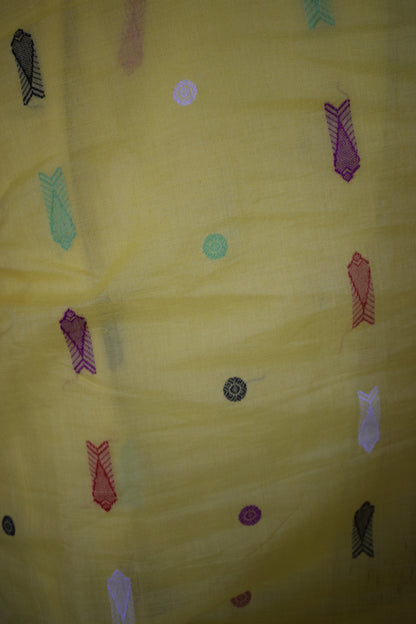 Aarunya: Yellow & Black Ganjam Bomkai cotton saree