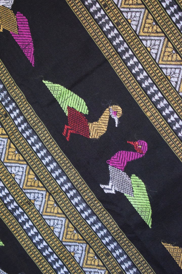 Aarunya: Yellow & Black Ganjam Bomkai cotton saree