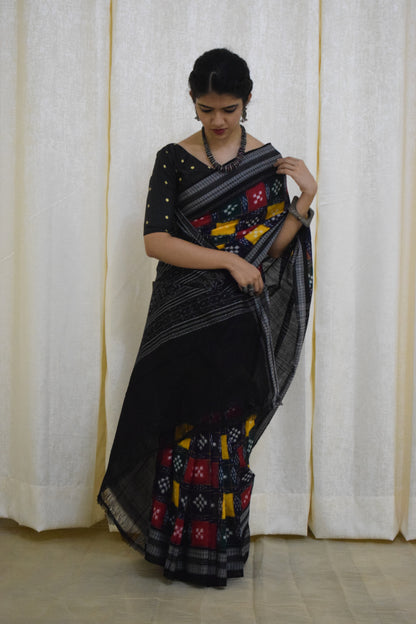 Itishree: Multicolored check Sambalpuri cotton saree